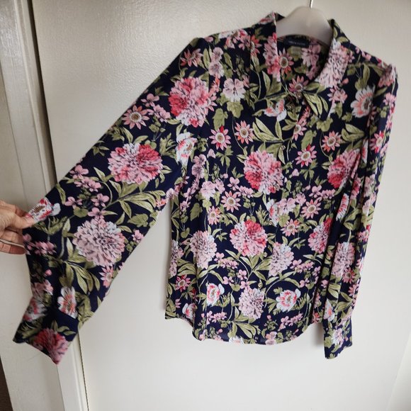 Tommy Hilfiger Floral Blouse Medium Puff/Pleats - Picture 5 of 10